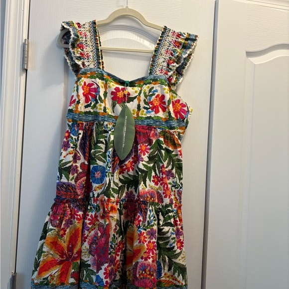 FARM Rio Orange Red Ruffled Tiered Sundress - Picture 2 of 6